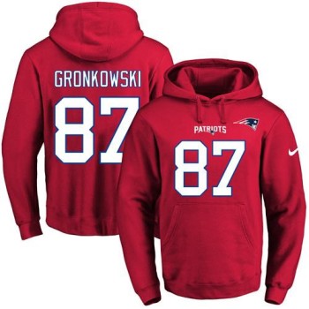 Patriots #87 Rob Gronkowski Red Name & Number Pullover NFL Hoodie