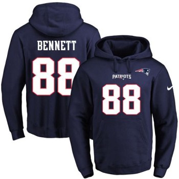 Patriots #88 Martellus Bennett Navy Blue Name & Number Pullover NFL Hoodie