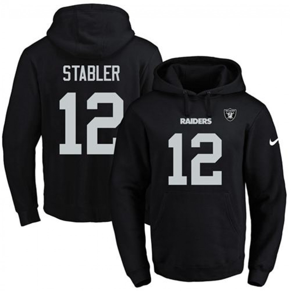 Raiders #12 Kenny Stabler Black Name & Number Pullover NFL Hoodie