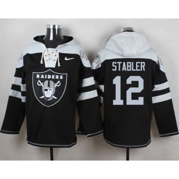 Raiders #12 Kenny Stabler Black Player Pullover NFL Hoodie Raiders #12 Kenny Stabler Black Player Pullover NFL Hoodie