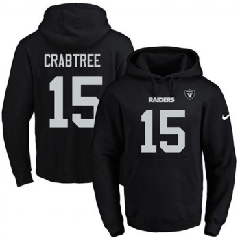 Raiders #15 Michael Crabtree Black Name & Number Pullover NFL Hoodie Raiders #15 Michael Crabtree Black Name & Number Pullover NFL Hoodie