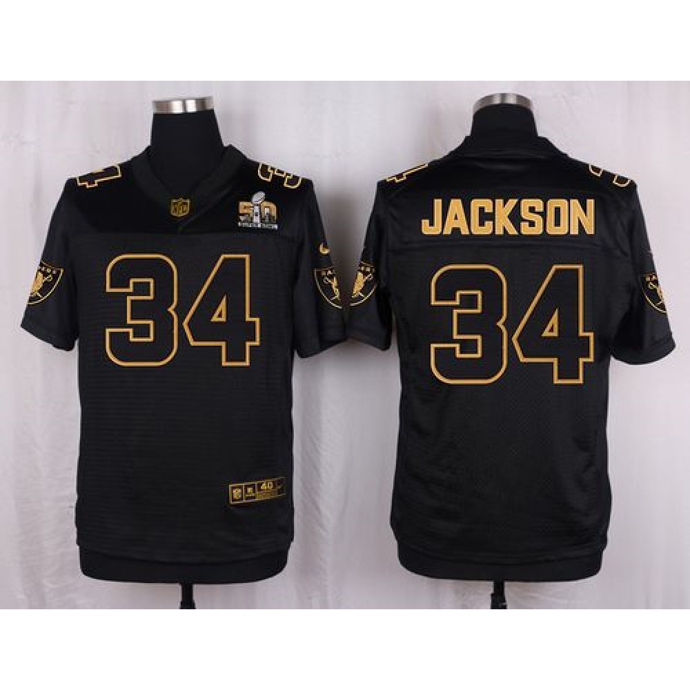 Raiders #34 Bo Jackson Black Men's Stitched NFL Elite Pro Line Gold Collection Jersey