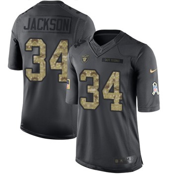 Raiders #34 Bo Jackson Black Men's Stitched NFL Limited 2016 Salute To Service Jersey