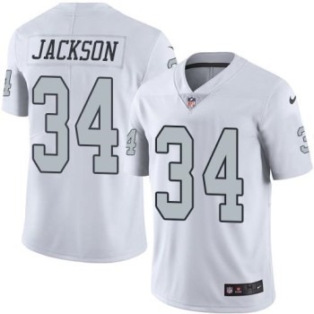 Raiders #34 Bo Jackson White Men's Stitched NFL Limited Rush Jersey