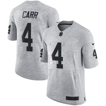 Raiders #4 Derek Carr Gray Men's Stitched NFL Limited Gridiron Gray II Jersey