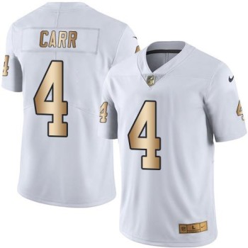 Raiders #4 Derek Carr White Men's Stitched NFL Limited Gold Rush Jersey Raiders #4 Derek Carr White Men's Stitched NFL Limited Gold Rush Jersey