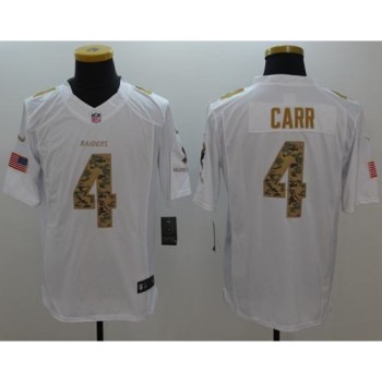 Raiders #4 Derek Carr White Men's Stitched NFL Limited Salute to Service Jersey Raiders #4 Derek Carr White Men's Stitched NFL Limited Salute to Service Jersey