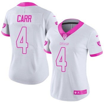 Raiders #4 Derek Carr White/Pink Women's Stitched NFL Limited Rush Fashion Jersey Raiders #4 Derek Carr White/Pink Women's Stitched NFL Limited Rush Fashion Jersey