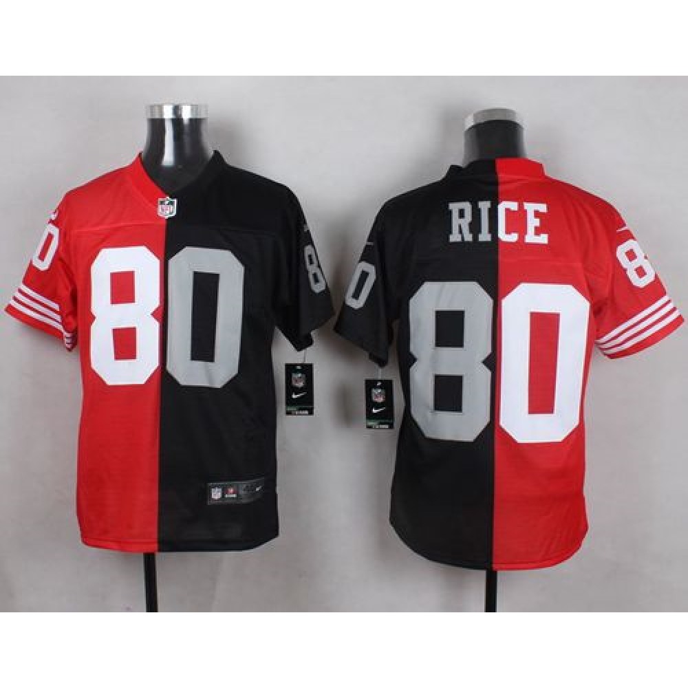Raiders #80 Jerry Rice Red/Black Two Tone San Francisco 49ers Men's Stitched NFL Jersey