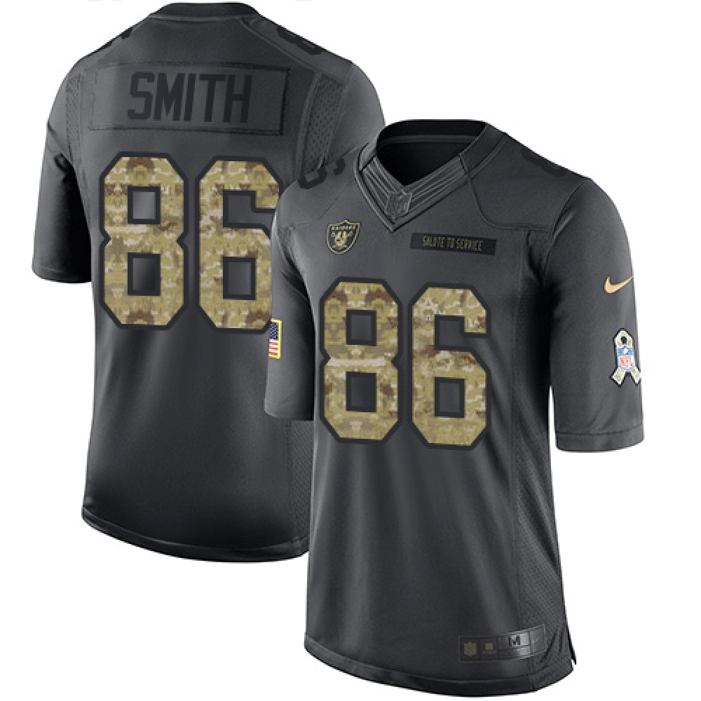 Raiders #86 Lee Smith Black Men's Stitched NFL Limited 2016 Salute To Service Jersey