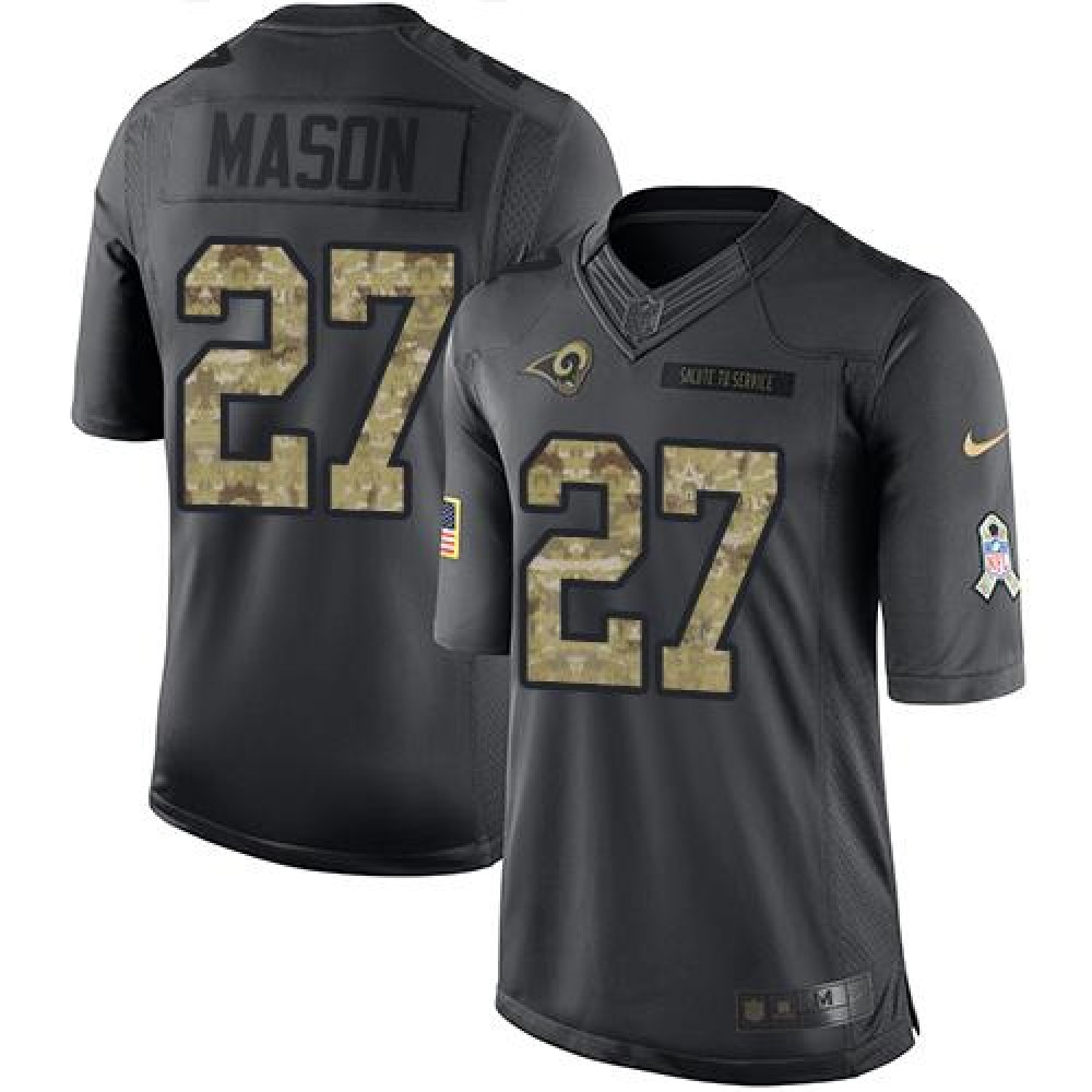 Rams #27 Tre Mason Black Men's Stitched NFL Limited 2016 Salute to Service Jersey