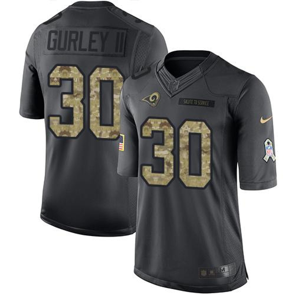 Rams #30 Todd Gurley II Black Men's Stitched NFL Limited 2016 Salute to Service Jersey