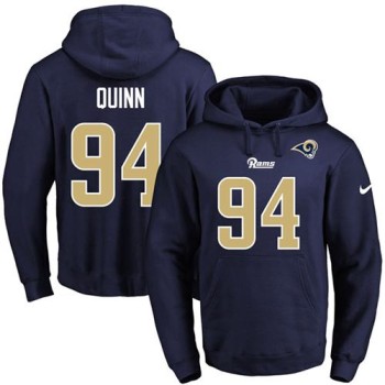 Rams #94 Robert Quinn Navy Blue Name & Number Pullover NFL Hoodie