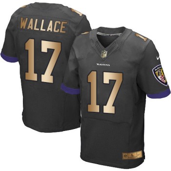 Ravens #17 Mike Wallace Black Alternate Men's Stitched NFL New Elite Gold Jersey Ravens #17 Mike Wallace Black Alternate Men's Stitched NFL New Elite Gold Jersey
