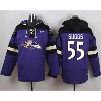 Ravens #55 Terrell Suggs Purple Player Pullover NFL Hoodie