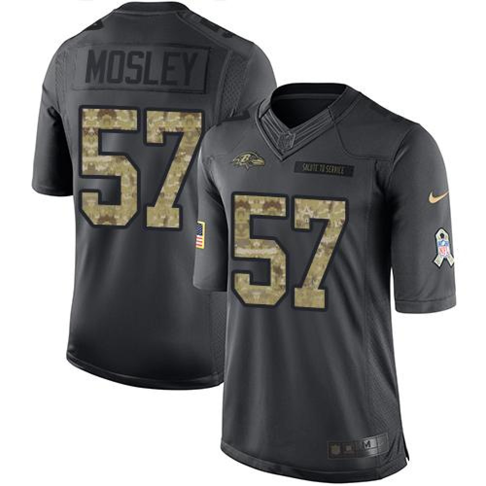 Ravens #57 C.J. Mosley Black Youth Stitched NFL Limited 2016 Salute to Service Jersey