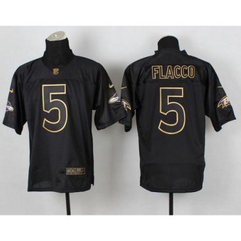 Ravens #5 Joe Flacco Black Gold No. Fashion Men's Stitched NFL Elite Jersey Ravens #5 Joe Flacco Black Gold No. Fashion Men's Stitched NFL Elite Jersey