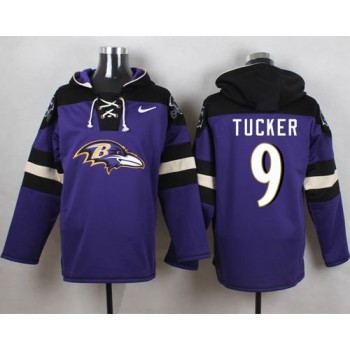 Ravens #9 Justin Tucker Purple Player Pullover NFL Hoodie