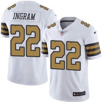 Saints #22 Mark Ingram White Men's Stitched NFL Limited Rush Jersey
