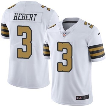 Saints #3 Bobby Hebert White Men's Stitched NFL Limited Rush Jersey