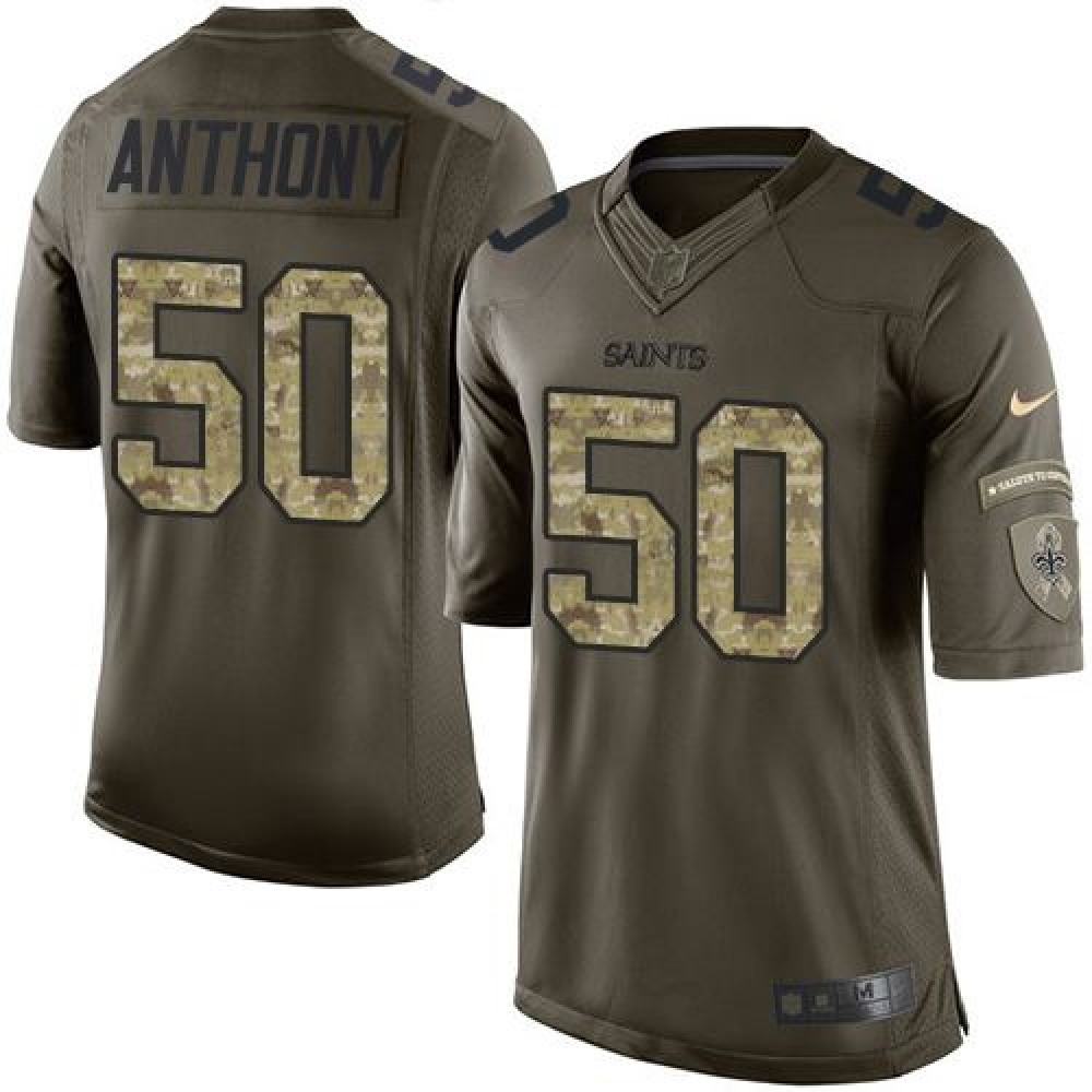 Saints #50 Stephone Anthony Green Men's Stitched NFL Limited Salute to Service Jersey