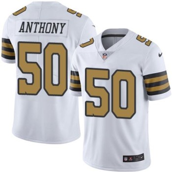 Saints #50 Stephone Anthony White Men's Stitched NFL Limited Rush Jersey