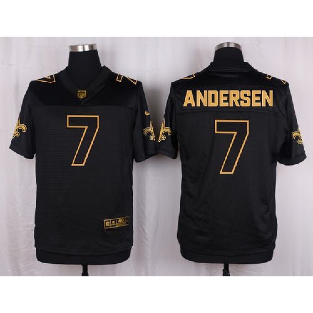 Saints #7 Morten Andersen Black Men's Stitched NFL Elite Pro Line Gold Collection Jersey