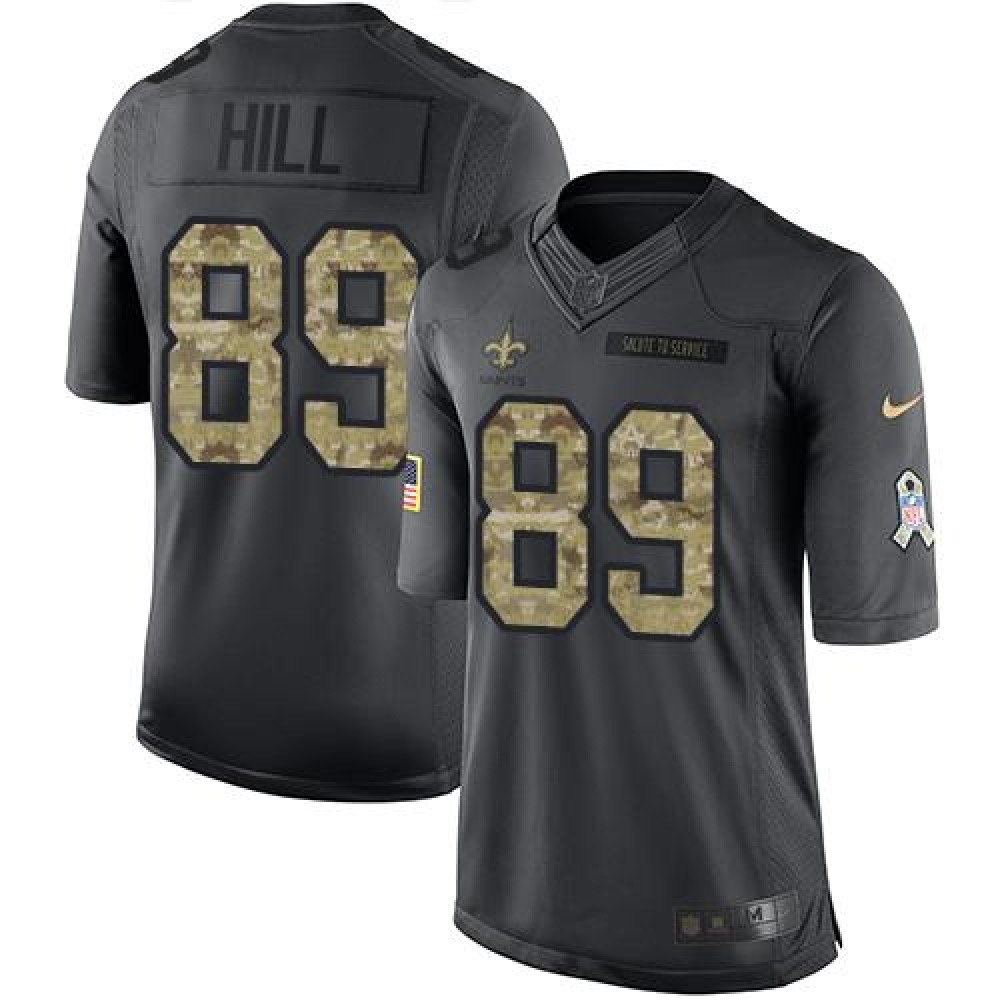 Saints #89 Josh Hill Black Men's Stitched NFL Limited 2016 Salute To Service Jersey