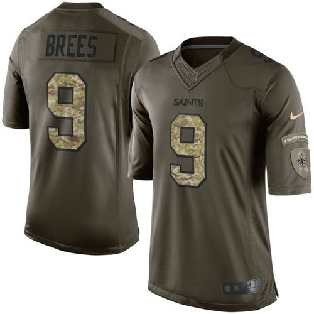 Saints #9 Drew Brees Green Men's Stitched NFL Limited Salute to Service Jersey