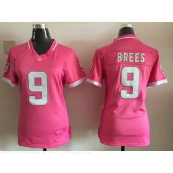 Saints #9 Drew Brees Pink Women's Stitched NFL Elite Bubble Gum Jersey