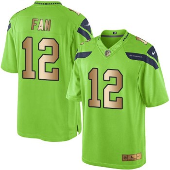 Seahawks #12 Fan Green Men's Stitched NFL Limited Gold Rush Jersey Seahawks #12 Fan Green Men's Stitched NFL Limited Gold Rush Jersey