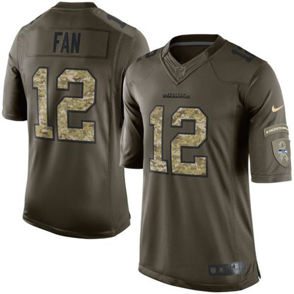 Seahawks #12 Fan Green Men's Stitched NFL Limited Salute to Service Jersey