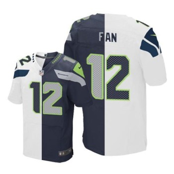 Seahawks #12 Fan White/Steel Blue Men's Stitched NFL Elite Split Jersey Seahawks #12 Fan White/Steel Blue Men's Stitched NFL Elite Split Jersey