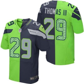 Seahawks #29 Earl Thomas III Steel Blue/Green Men's Stitched NFL Elite Split Jersey Seahawks #29 Earl Thomas III Steel Blue/Green Men's Stitched NFL Elite Split Jersey