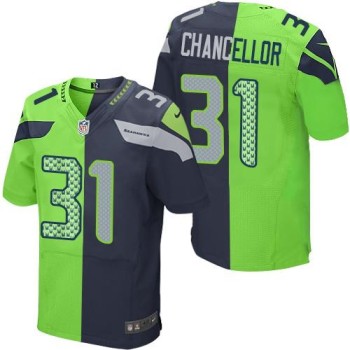 Seahawks #31 Kam Chancellor Steel Blue/Green Men's Stitched NFL Elite Split Jersey Seahawks #31 Kam Chancellor Steel Blue/Green Men's Stitched NFL Elite Split Jersey