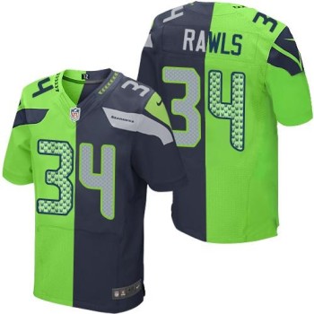 Seahawks #34 Thomas Rawls Steel Blue/Green Men's Stitched NFL Elite Split Jersey Seahawks #34 Thomas Rawls Steel Blue/Green Men's Stitched NFL Elite Split Jersey