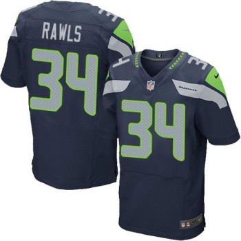 Seahawks #34 Thomas Rawls Steel Blue Team Color Men's Stitched NFL Elite Jersey Seahawks #34 Thomas Rawls Steel Blue Team Color Men's Stitched NFL Elite Jersey