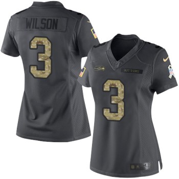 Seahawks #3 Russell Wilson Black Women's Stitched NFL Limited 2016 Salute to Service Jersey Seahawks #3 Russell Wilson Black Women's Stitched NFL Limited 2016 Salute to Service Jersey