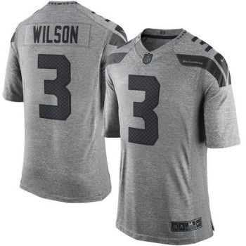Seahawks #3 Russell Wilson Gray Men's Stitched NFL Limited Gridiron Gray Jersey