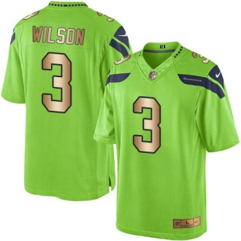 Seahawks #3 Russell Wilson Green Men's Stitched NFL Limited Gold Rush Jersey Seahawks #3 Russell Wilson Green Men's Stitched NFL Limited Gold Rush Jersey
