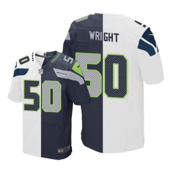 Seahawks #50 K.J. Wright White/Steel Blue Men's Stitched NFL Elite Split Jersey Seahawks #50 K.J. Wright White/Steel Blue Men's Stitched NFL Elite Split Jersey
