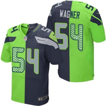 Seahawks #54 Bobby Wagner Steel Blue/Green Men's Stitched NFL Elite Split Jersey Seahawks #54 Bobby Wagner Steel Blue/Green Men's Stitched NFL Elite Split Jersey