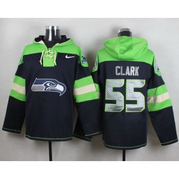 Seahawks #55 Frank Clark Steel Blue Player Pullover NFL Hoodie