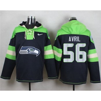Seahawks #56 Cliff Avril Steel Blue Player Pullover NFL Hoodie