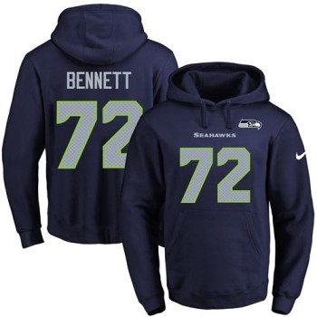 Seahawks #72 Michael Bennett Navy Blue Name & Number Pullover NFL Hoodie Seahawks #72 Michael Bennett Navy Blue Name & Number Pullover NFL Hoodie