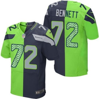 Seahawks #72 Michael Bennett Steel Blue/Green Men's Stitched NFL Elite Split Jersey Seahawks #72 Michael Bennett Steel Blue/Green Men's Stitched NFL Elite Split Jersey