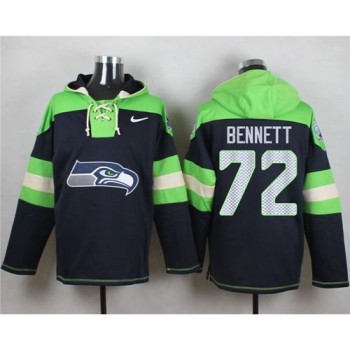 Seahawks #72 Michael Bennett Steel Blue Player Pullover NFL Hoodie Seahawks #72 Michael Bennett Steel Blue Player Pullover NFL Hoodie