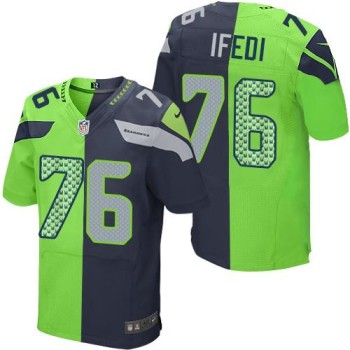 Seahawks #76 Germain Ifedi Steel Blue/Green Men's Stitched NFL Elite Split Jersey Seahawks #76 Germain Ifedi Steel Blue/Green Men's Stitched NFL Elite Split Jersey