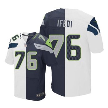 Seahawks #76 Germain Ifedi White/Steel Blue Men's Stitched NFL Elite Split Jersey Seahawks #76 Germain Ifedi White/Steel Blue Men's Stitched NFL Elite Split Jersey