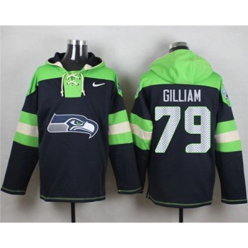 Seahawks #79 Garry Gilliam Steel Blue Player Pullover NFL Hoodie Seahawks #79 Garry Gilliam Steel Blue Player Pullover NFL Hoodie